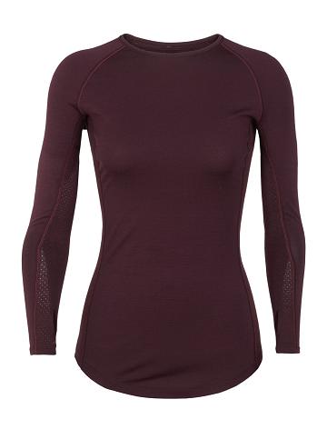 Women's Icebreaker BodyfitZone™ Merino 200 Zone Thermal Long Sleeve Crewe Top Base Layers Cherry | CA 1089LISH